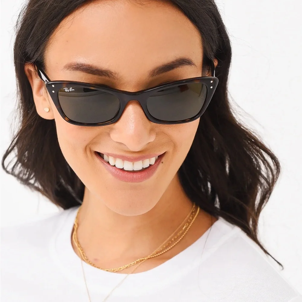 Women’s Ray-Ban Lady Burbanks RB2299 Black Frame “Hailey Bieber” Cat Eye Frame - Picture 1 of 10